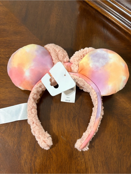 Disney Minnie Mouse Tie Dye Pink Sherpa Headband Ears s-l400.jpg main image 4